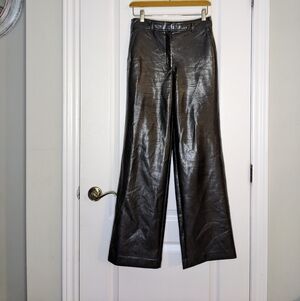 Aritzia Babaton straight leg faux leather black pants size 4